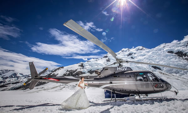 紐西蘭-南阿爾卑斯山直升機雪山婚禮