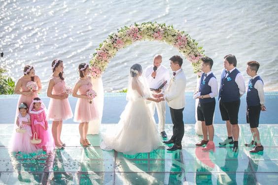 蘇梅島克莉絲汀水晶別墅水上婚禮 圖庫