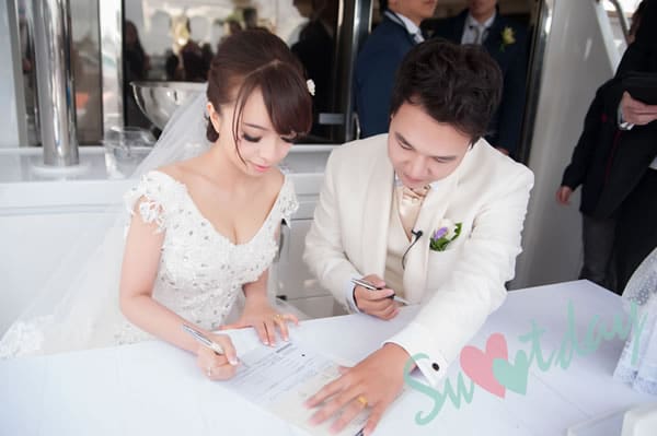 奧克蘭私人遊艇婚禮 圖庫