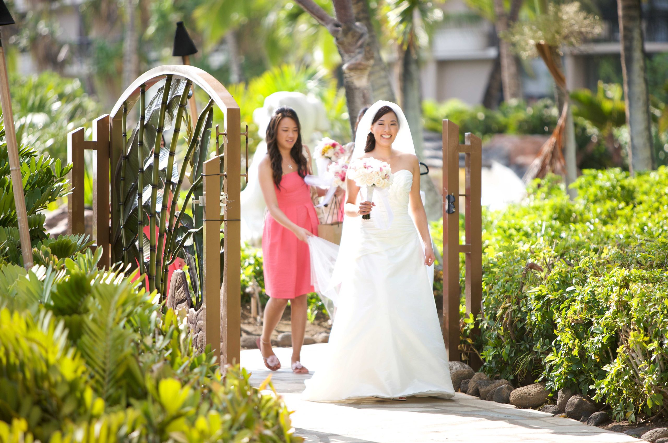 夏威夷大島180度全海景海畔草坪婚禮 圖庫