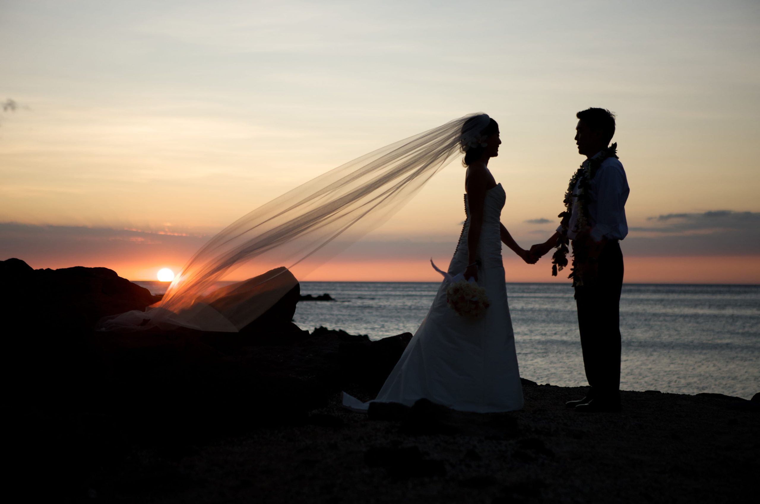 夏威夷大島180度全海景海畔草坪婚禮 圖庫