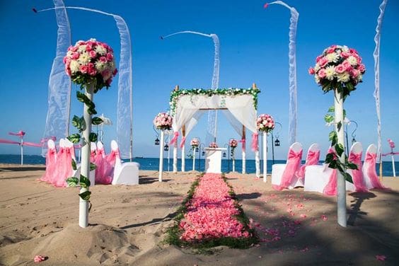 蘇梅島藍色大海沙灘別墅婚禮 圖庫