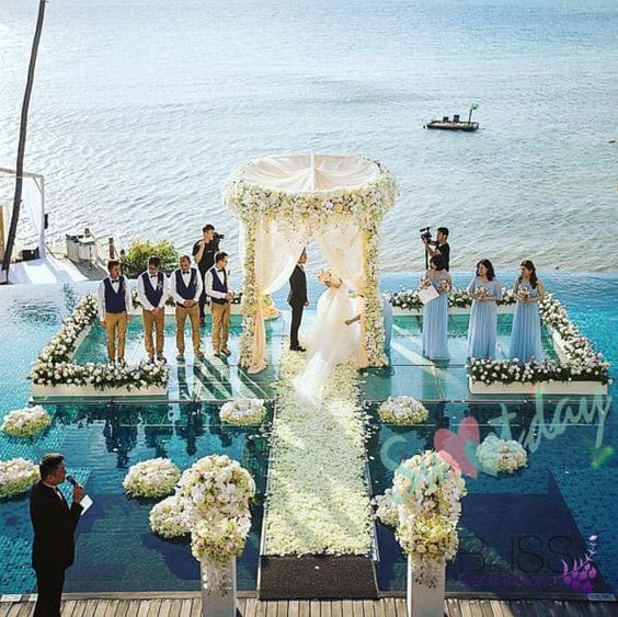 蘇梅島克莉絲汀水晶別墅水上婚禮 圖庫
