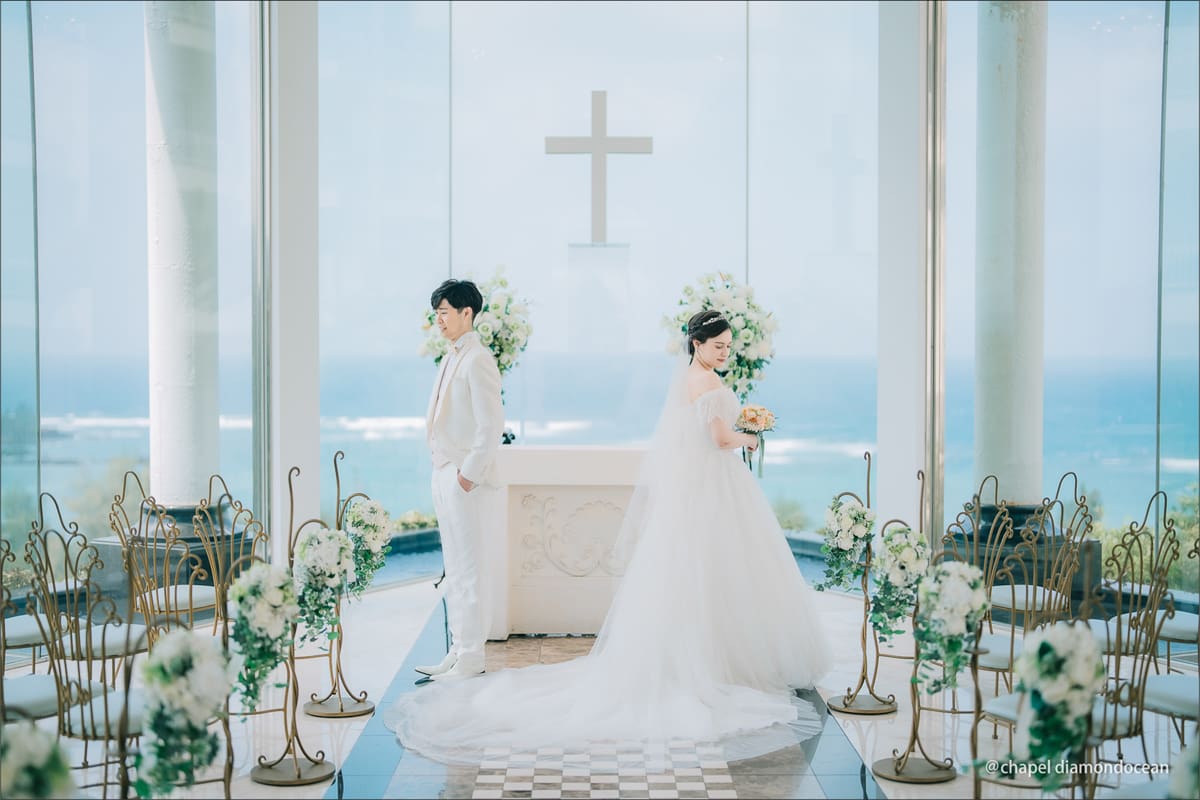 沖繩鑽石海洋教堂婚禮 圖庫