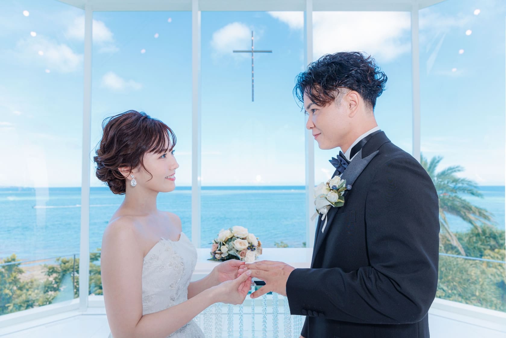沖繩海之光露梅爾教堂婚禮 圖庫