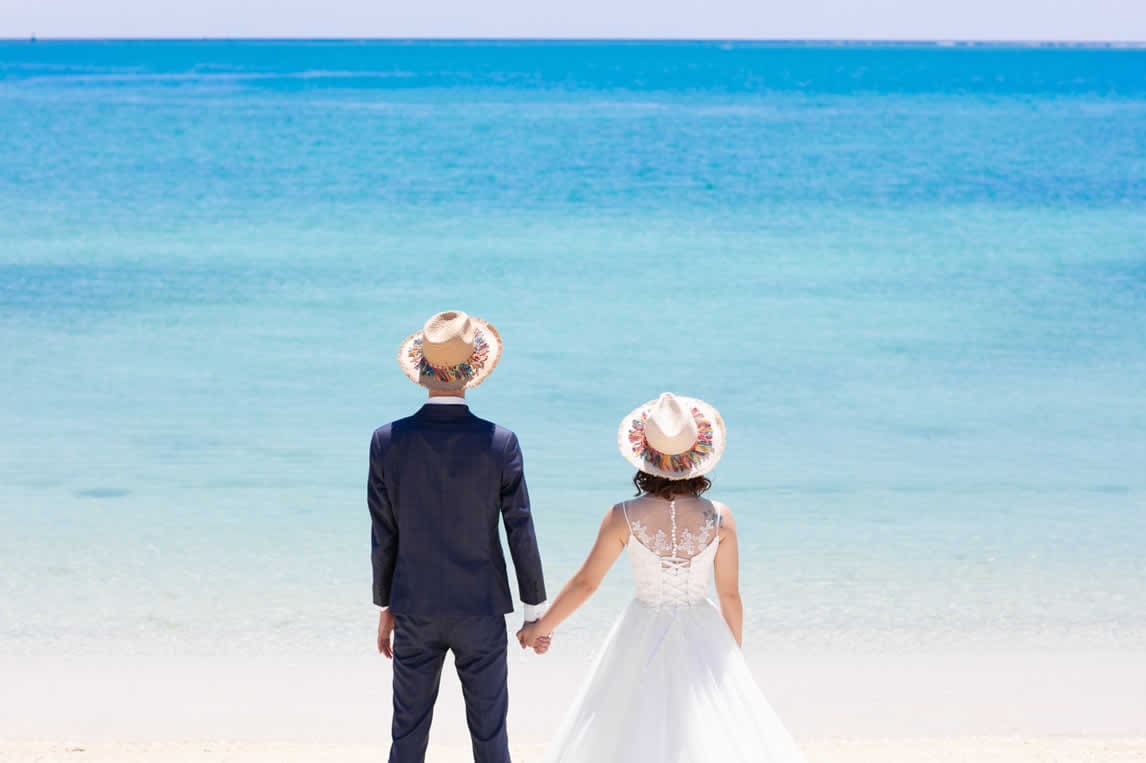 沖繩海貝殼教堂婚禮 圖庫