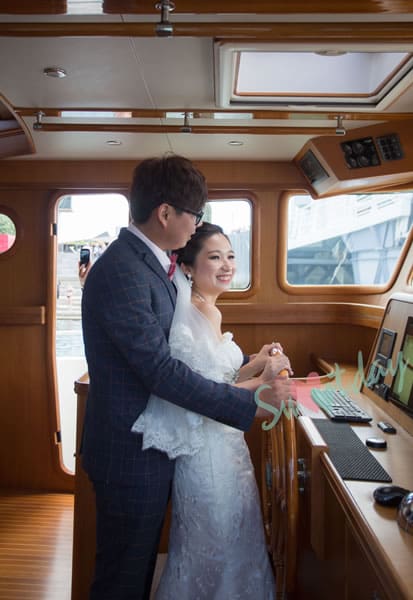 奧克蘭私人遊艇婚禮 圖庫