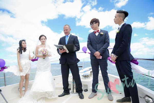 奧克蘭私人遊艇婚禮 圖庫