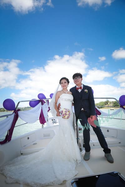 奧克蘭私人遊艇婚禮 圖庫