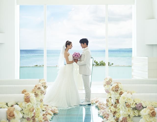 沖繩海之教會婚禮 圖庫