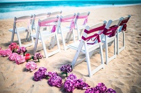 夏威夷藍海沙灘婚禮 圖庫