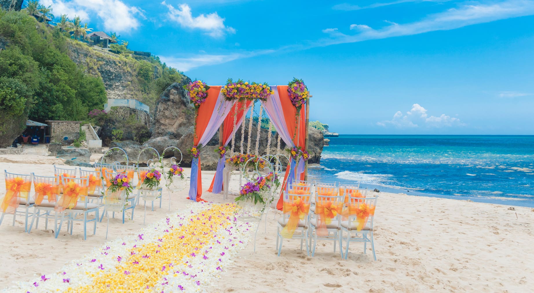 巴里島阿雅娜庫布沙灘婚禮 圖庫