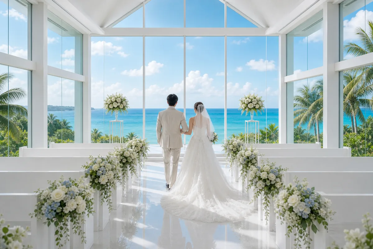 關島白色海景教堂新人婚禮