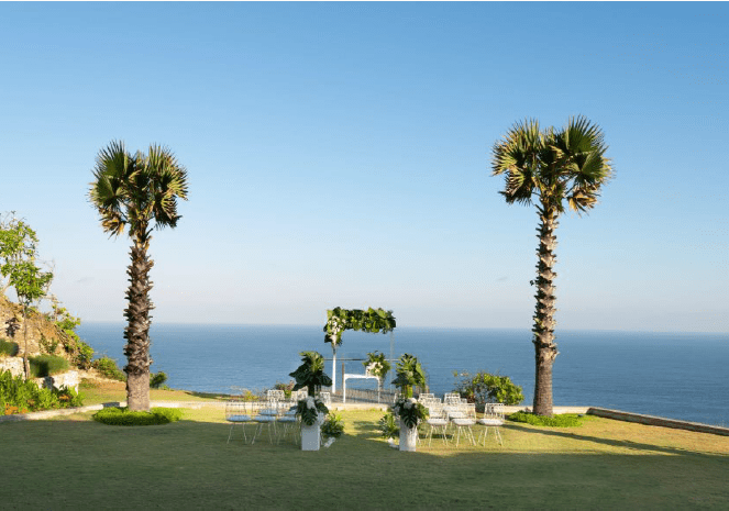 巴里島六感酒店海景花園婚禮 圖庫